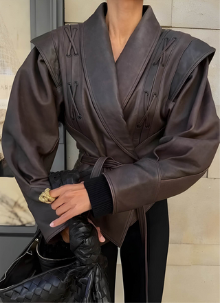 Florida - Kunstlederjacke mit Bindegürtel
