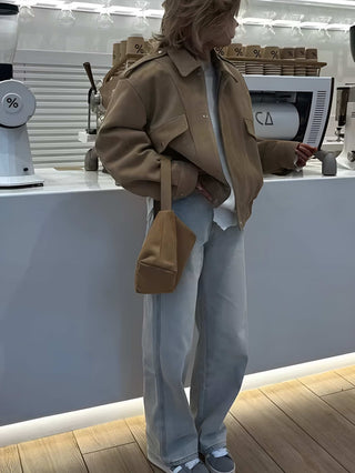 Sophia - Trendige Kunstlederjacke in Beige