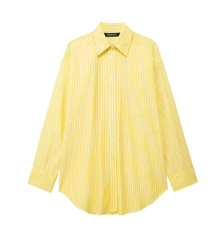 Sunny Stripes Zweiteiler – gelbes Set mit Bluse, Hose