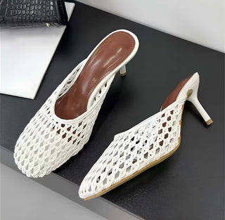 Mila Mesh Mules – Sommerliche Kitten Heels mit Mesh-Struktur