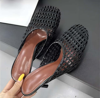 Mila Mesh Mules – Sommerliche Kitten Heels mit Mesh-Struktur