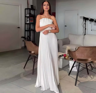 Alva Maxikleid – Plissee Look, offener Rücken