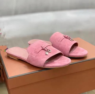 Palma Suede Slides – Flache Sommerschuhe aus Wildlederoptik