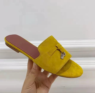 Palma Suede Slides – Flache Sommerschuhe aus Wildlederoptik