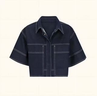 Urban Frame Set – Cropped Shirt, Strukturierter Maxirock in Denim