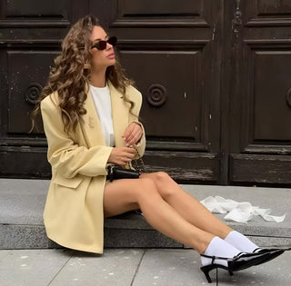 Gelbes Blazer Rockset - Oversized Blazer mit Minirock
