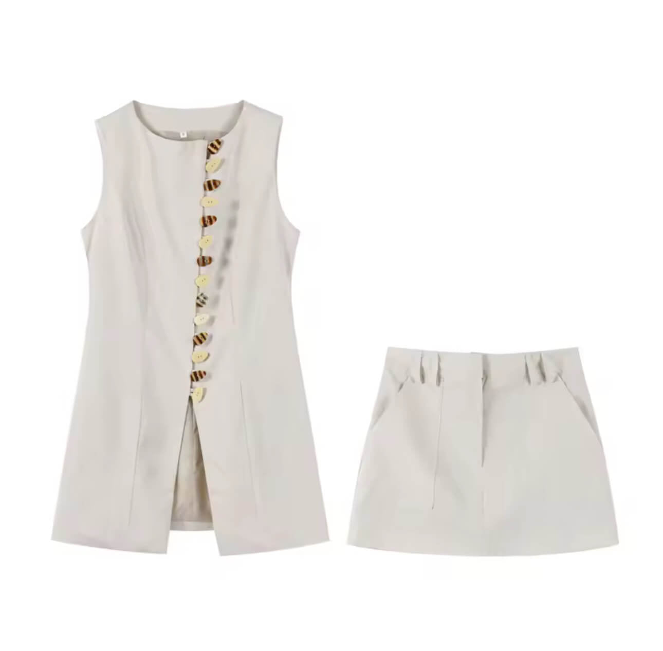 Sommer-Set – Top & Minirock mit Knöpfen