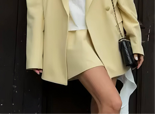 Gelbes Blazer Rockset - Oversized Blazer mit Minirock