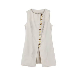 Barta Sommer-Set – Top, Minirock mit Knöpfen in Grau