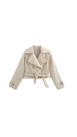 Sara - Short Trench Coat in Light Beige