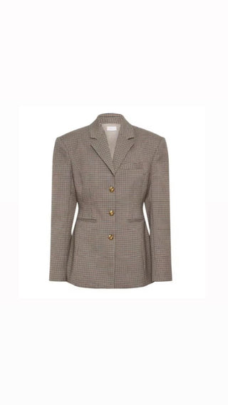 Karea - Checked blazer with gold buttons