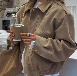 Sophia - Trendige Kunstlederjacke in Beige