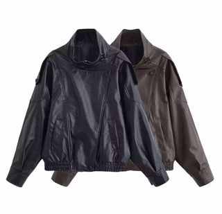 Wanda – Oversize Lederjacke im Biker-Stil in Schwarz oder Braun