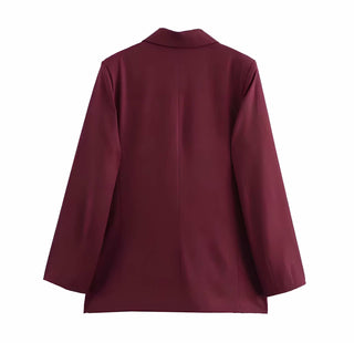 Leona – Oversized Blazer in Bordeaux