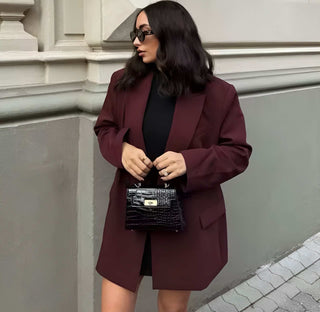 Leona – Oversized Blazer in Bordeaux
