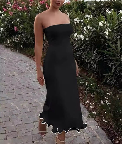 Midnight Ruffle – Elegantes Bandeau Kleid