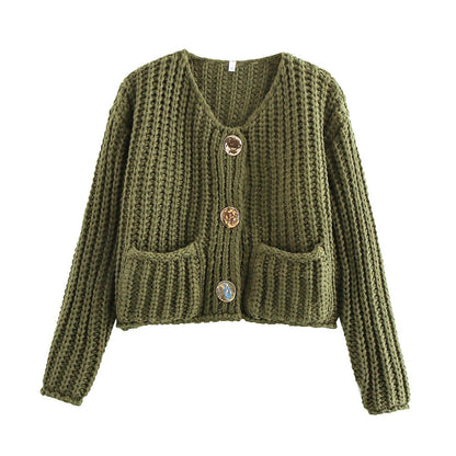 Grobstrick Cardigan mit goldenen Details Feli