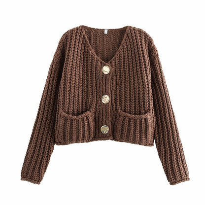 Grobstrick Cardigan mit goldenen Details Feli