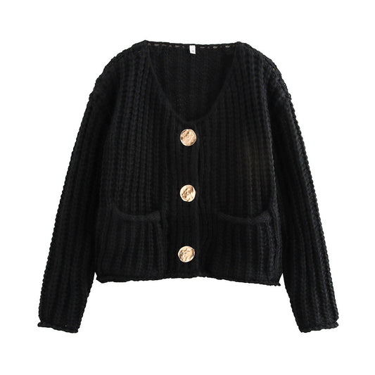 Grobstrick Cardigan mit goldenen Details Feli