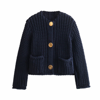 Grobstrick Cardigan mit goldenen Details Feli